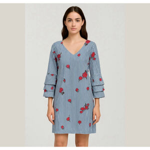 Maxsport LA Striped floral embroidered dress Sz M black white athlesure style